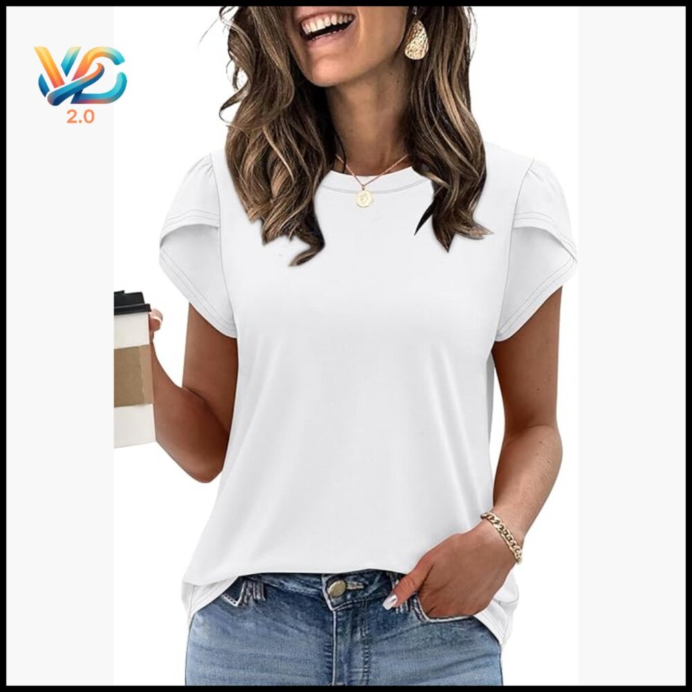 Petite Puff Sleeve Blouse Summer Business Casual T-Shirt
